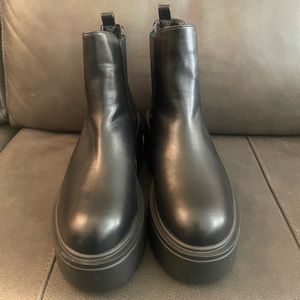 Faux leather platform boots